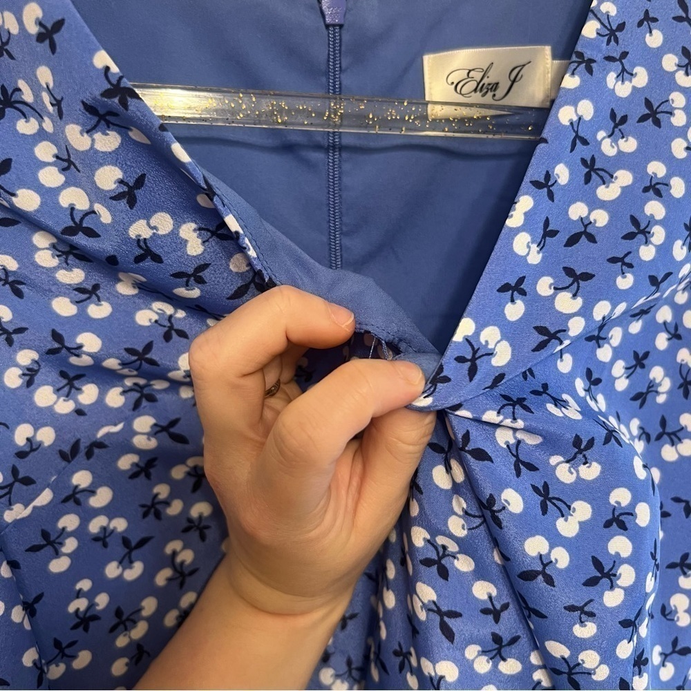 Eliza J Floral Long Sleeve Fit & Flare Cherries Dress, Size 4 - Picture 8 of 13